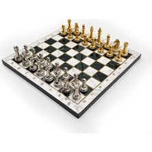 Zero Land Ece-Umay Ahşap Satranç Takımı – Metal Taşlı MERDUZ36S - 25CM, N-Gümüş - MERDUZ25G