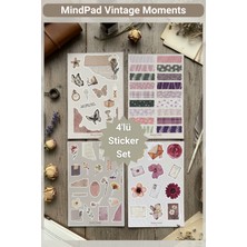 MindPad Studio Vintage Sticker Seti 4'lü - Ajanda Sticker, Bullet Journal, Scrapbook, Planner, Günlük, Defter Çıkartması