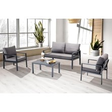 Siena Bahçe Balkon Alüminyum Oturma Grubu 2+1+1+Sehpa