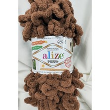 Alize Puffy Kahve Moka El Örgü İpi 100GR 9mt 5'li Paket Polyester Yumuşak ve Kolay Kullanım