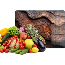 Reflexa Cam Kesme Tahtası Çok Renkli Ahşap Ağaç Desenli Çok Amaçlı 40 x 30 cm