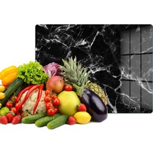 Reflexa Cam Kesme Tahtası Siyah Mermer Desenli Çok Amaçlı 40 x 30 cm