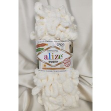Alize Puffy Açık Krem El Örgü Ipi 100GR. 9mt. (5'li Paket) - Renk: 62