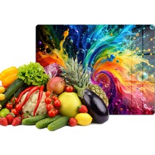 Reflexa Cam Kesme Tahtası Renkli Boya Desenli Çok Amaçlı 40 x 30 cm