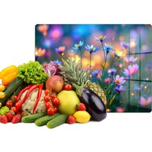 Reflexa Cam Kesme Tahtası Renkli Çiçek Desenli Çok Amaçlı 40 x 30 cm