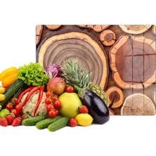 Reflexa Cam Kesme Tahtası Çok Renkli Ahşap Ağaç Desenli Çok Amaçlı 40 x 30 cm