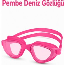 Pro Large Yetişkin Silikon Yüzücü Gözlüğü Buğu Yapmaz Su Geçirmez Uv Korumalı Pembe Deniz Gözlüğü