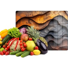 Reflexa Cam Kesme Tahtası Çok Renkli Ahşap Ağaç Desenli Çok Amaçlı 40 x 30 cm