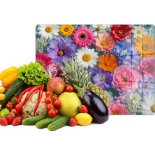 Reflexa Cam Kesme Tahtası Renkli Çiçek Tasarımlı Çok Amaçlı 40 x 30 cm