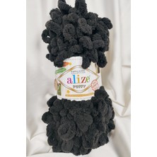 Alize Puffy Siyah El Örgü Ipi 100GR. 9mt. (5'li Paket) - Renk: 1060