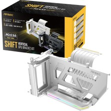 Pcıe 5.0 Gpu Yükseltici Kablo, Rgb Ayarlanabilir Dikey Gpu Braketi, Pcı Express, Gümüş/beyaz