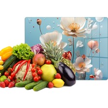 Reflexa Cam Kesme Tahtası Renkli Çiçek Tasarımlı Çok Amaçlı 40 x 30 cm