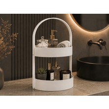 Solmazlar Online 3D Baskı Iki Katlı Banyo Düzenleyici - Taşınabilir Organizer ve Saklama Standı-Beyaz