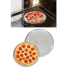 Paslanmaz Çelik Pizza Tepsisi,delikli Lahmacun ve Pizza Tavası,fırın Tepisisi 28 cm Küçük Boy