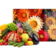 Reflexa Cam Kesme Tahtası Renkli Çiçek Desenli Çok Amaçlı 40 x 30 cm