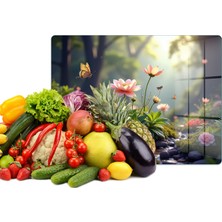 Reflexa Cam Kesme Tahtası Renkli Çiçek Desenli Çok Amaçlı 40 x 30 cm