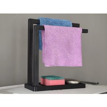 Solmazlar Online 3D Baskı Havluluk ve Sabunluk Organizer - Lavabo Üstü Çok Amaçlı Düzenleyici-Siyah