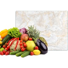 Reflexa Cam Kesme Tahtası Beyaz Mermer Desenli Çok Amaçlı 40X30 cm