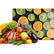 Reflexa Cam Kesme Tahtası Portakallı/limonlu Tasarımlı Çok Amaçlı 40 x 30 cm