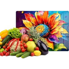 Reflexa Cam Kesme Tahtası Renkli Çiçek Desenli Çok Amaçlı 40 x 30 cm
