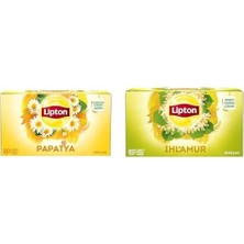 Papatya Bardak Süzen Poşet Bitki Çayı 20'li Paket, 30 G ve Lipton Ihlamur Bardak Süzen Poşet B