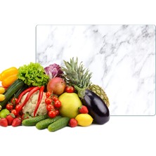 Reflexa Cam Kesme Tahtası Beyaz Mermer Desenli Çok Amaçlı 40X30 cm
