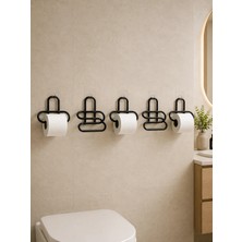 Zenviaa Siyah Metal Tuvalet Kağıdı Tutucu 5’li Set Yapışkanlı Duvar Tipi Banyo Wc Askısı Z