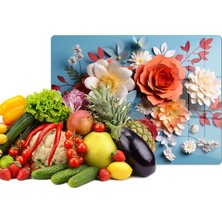 Reflexa Cam Kesme Tahtası Renkli Çiçek Desenli Çok Amaçlı 40 x 30 cm