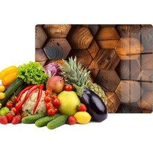 Reflexa Cam Kesme Tahtası Çok Renkli Ahşap Ağaç Desenli Çok Amaçlı 40 x 30 cm