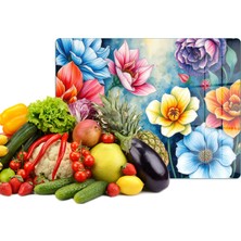 Reflexa Cam Kesme Tahtası Renkli Çiçek Desenli Çok Amaçlı 40 x 30 cm
