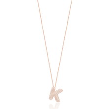 Emiliano Jewellery Zirkon Taşlı Altın Kaplamalı K Harfi Gümüş Kolye