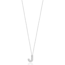 Emiliano Jewellery Zirkon Taşlı Altın Kaplamalı J Harfi Gümüş Kolye