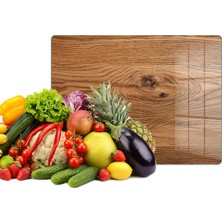 Reflexa Cam Kesme Tahtası Çok Renkli Ahşap Desenli Çok Amaçlı 40 x 30 cm