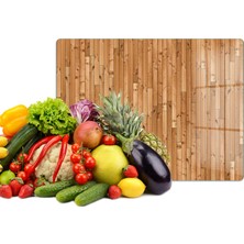 Reflexa Cam Kesme Tahtası Çok Renkli Ahşap Desenli Çok Amaçlı 40 x 30 cm