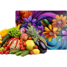 Reflexa Cam Kesme Tahtası Renkli Çiçek Tasarımlı Çok Amaçlı 40 x 30 cm