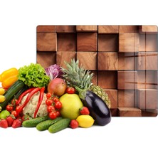 Reflexa Cam Kesme Tahtası Çok Renkli Ahşap Ağaç Desenli Çok Amaçlı 40 x 30 cm