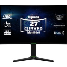 Aryond A27 V2 27 180Hz Qhd 1 Ms HDR10 300 Nit G-Sync Freesync Curved Pivot Va Oyuncu Monitörü