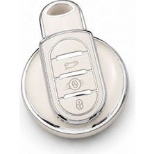Gümrük Bey Mini Cooper F55 F56 F57 R56 R57 F60 Beyaz ‑silver Anahtar Kılıfı – Şık Silikon Koruma
