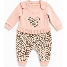 Lino Baby Pembe Leopar Desenli Kız Bebek 2'li Alt Üst Takım