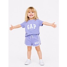 Lino Baby Lila Yazı Baskılı Kız Çocuk 2'li Şortlu Alt Üst Takım