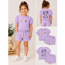 Lino Baby Mor Çiçekli Kız Bebek ve Çocuk 2'li Alt Üst Takım