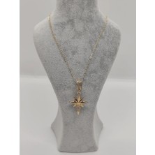 Cadde Dükkanı Kuzey Yıldızı Taşlı Gold Çelik Kolye