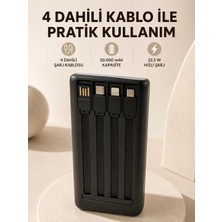 İlk El Grup  Hızlı Şarj Powerbank 50.000 Mah 4 Dahili Kablolu LED Aydınlatmalı Dijital Göstergeli Taşına