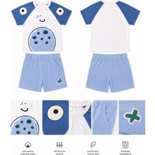 Lino Baby Mavi Baskılı Erkek Bebek ve Çocuk 2'li Alt Üst Takım