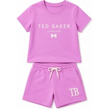 Lino Baby Pembe Yazı Baskılı Kız Çocuk 2'li Şortlu Alt Üst Takım