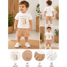 Lino Baby Bej Şortlu Bebek ve Çocuk 2'li Alt Üst Takım