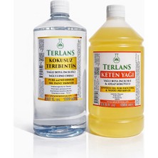 Terlans Kokusuz Terebentin ve Keten Yağı 2X1000 ml Resim Yağı Yağlı Boya Seti Yardımcı Malze