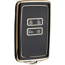 Aydogan's Autohan Keys Lüx Renault Anahtar Kılıfı, Clio E-Tech, Austral, Megane E-Tech Uyumlu, 4 Buton, Siyah-Altın