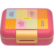 Aydogan's Sevimli Kedi Desenli 1600ML Kapaklı Lunchbox, 2 Bölmeli Pp Plastik