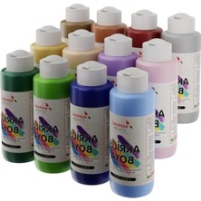 Aydogan's 12'li Pastel Renkler Akrilik Boya Seti, 120ML